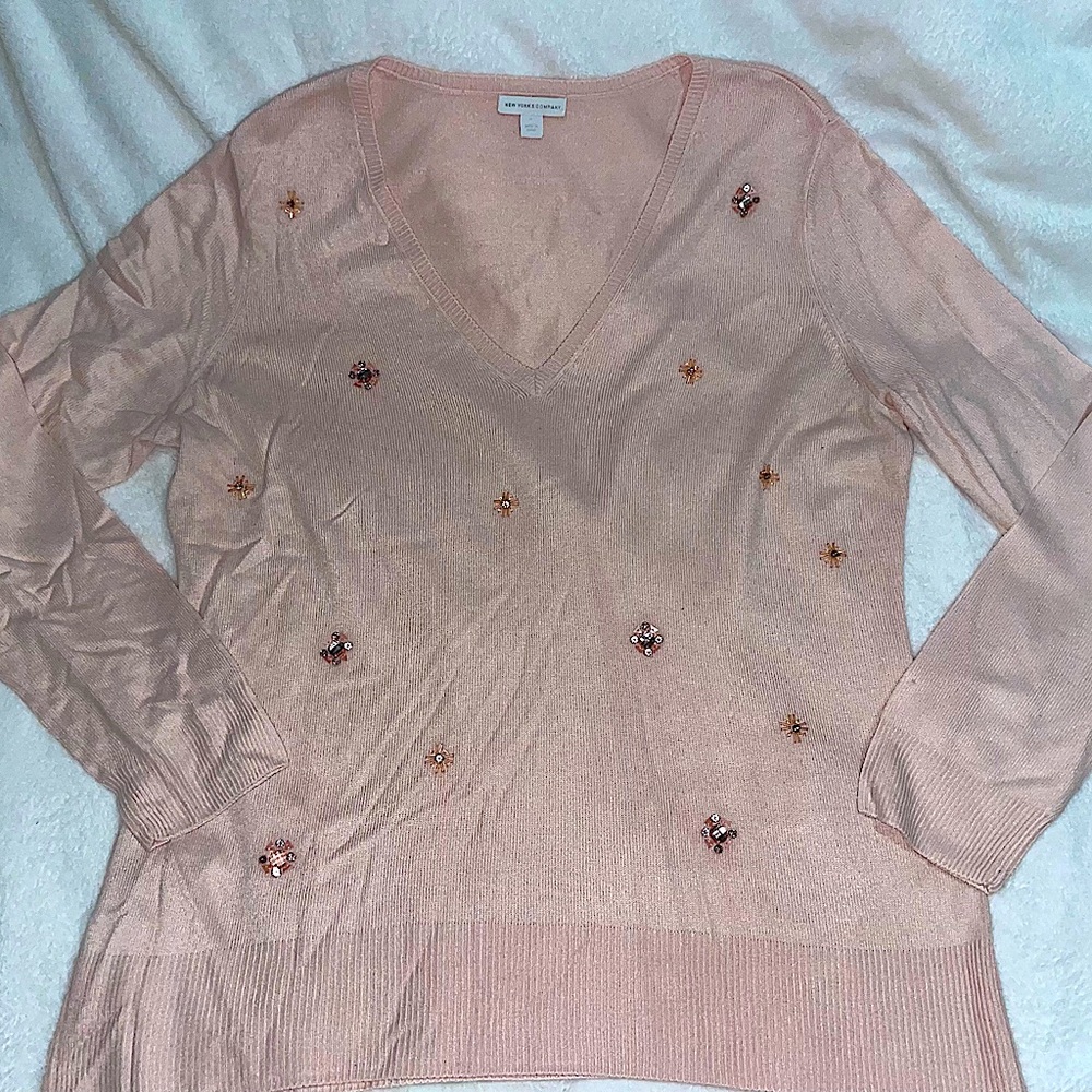 Blush Pink Embellished Sweater